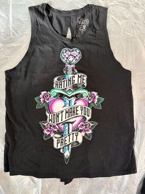 Beautiful Disaster Hating me won’t make you pretty tank Heart Dagger Motif large